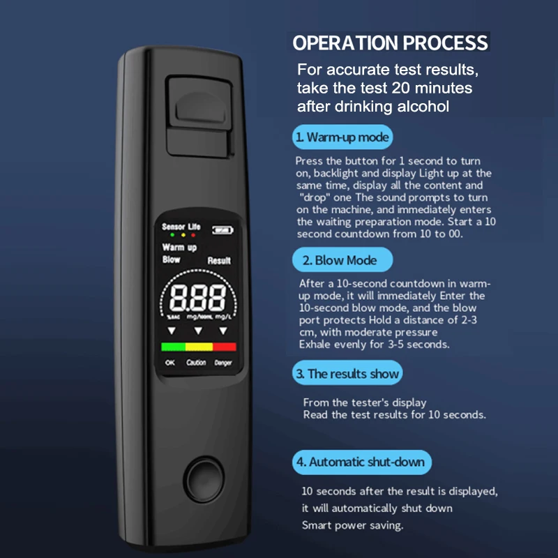 LCD Digital Display Breath Alcohol Tester Non-Contact Alcohol Meter Accuracy Breathalyzer Diagnostic Tool Type C Charging alcohol tester,breath alcohol tester