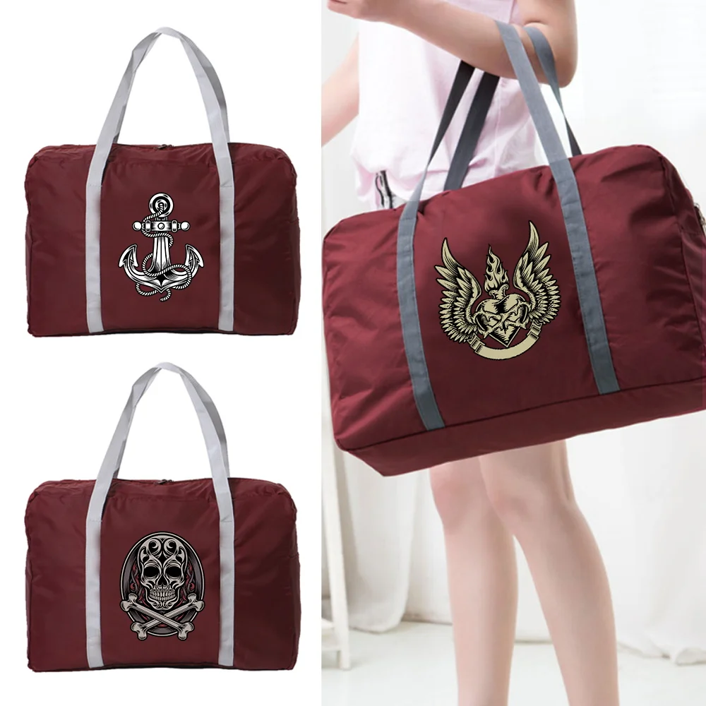 

2022 New Nylon Foldable Travel Bags Women Large Capacity Bag Luggage Unisex WaterProof Handbags Skull Pattern Men Travel Bag