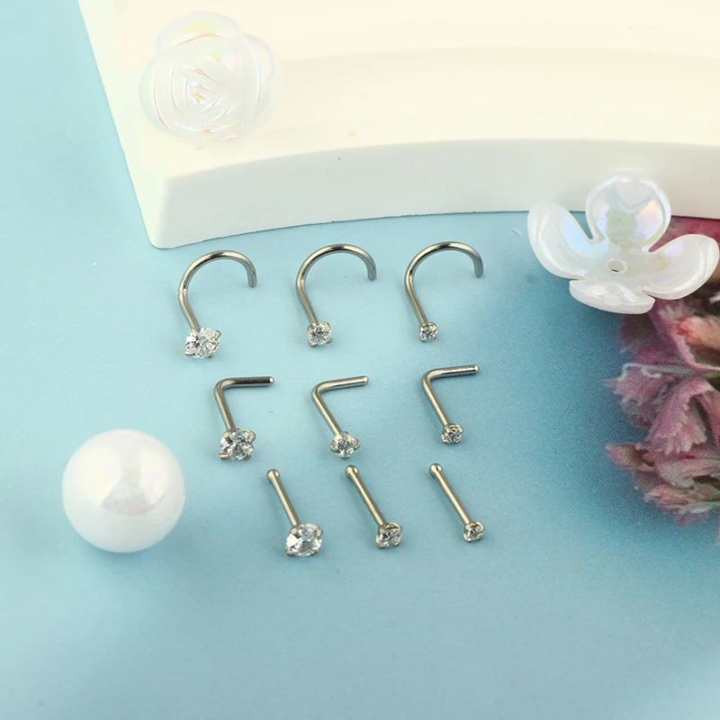 100Pcs 20G Stainless Steel Nose Ring Hypoallergenic L-Shaped Studs for Men and Women Stylish Nose Piercing Jewelry Golden Screw