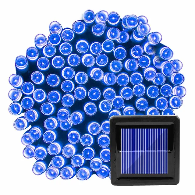 Outdoor Solar String Fairy Light 200 100 LED Festoon Waterproof Street Garland Solar Power Lamp Christmas Party for Garden Decor Blue