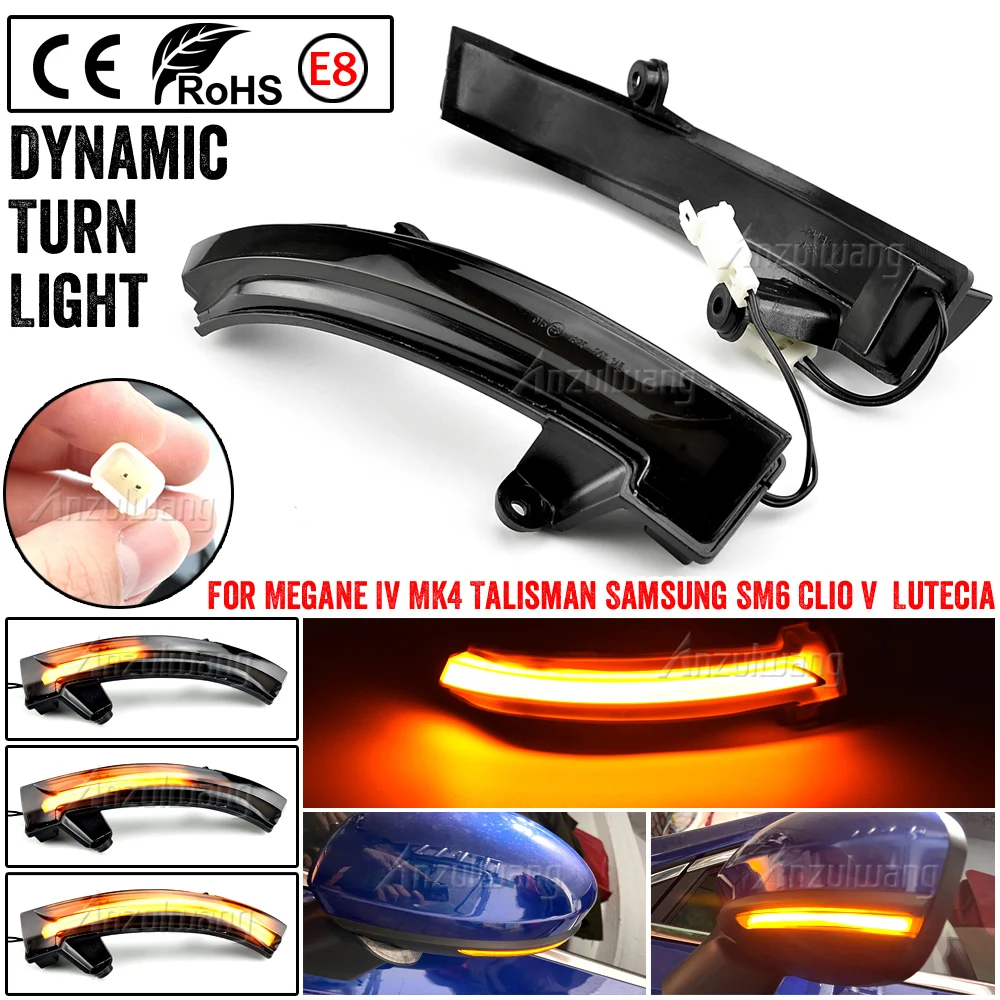 2 Pz Per Renault Megane 4 Iv Clio 5 Talismano Led Dynamic Side Mirror Blinker Light Indicatore Di Direzione Sequenziale Lampada