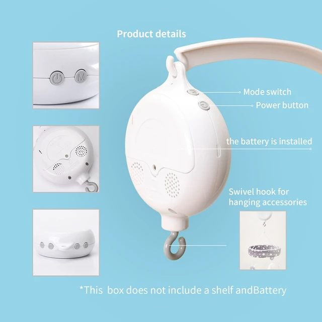 1 Pc Baby Mobile Crib Bed Bell Toy Music Box Decoration Battery operated Music Box Newborn Bell Crib Electric Baby Bed Toys 3
