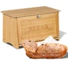 Bamboo Bread Storage Box With Lid,Household Kitchen Counter Large Capacity Food Storage Box,Top Floor Can Hold Sundries 4