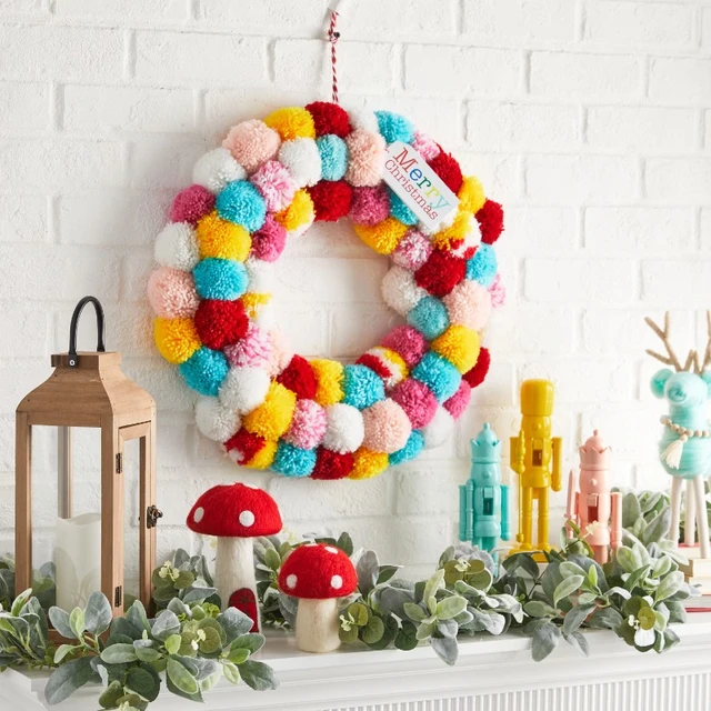 17 Winter Pom Pom Wreath Christmas Pom Pom Wreath Holiday Wreath