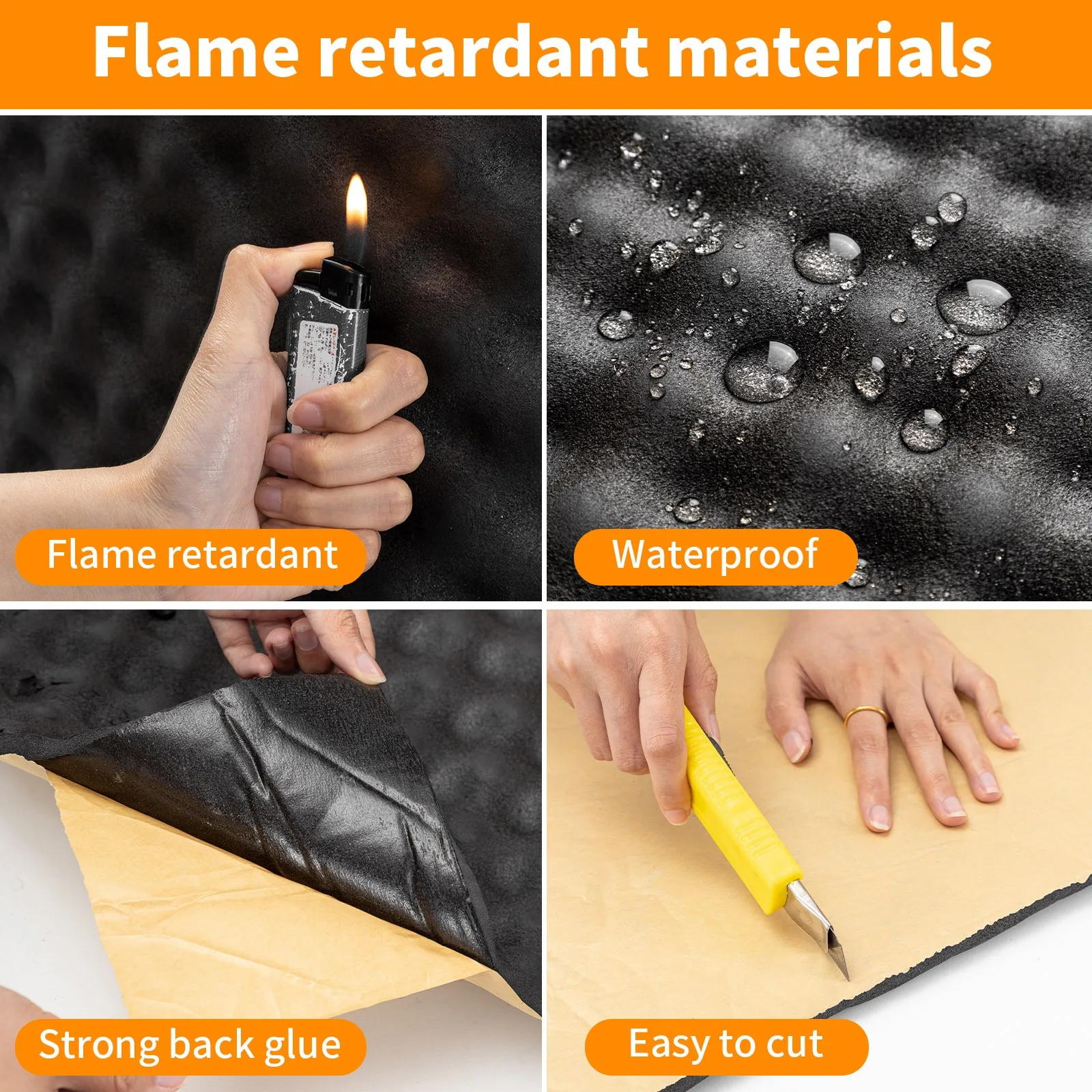 Soundproofing Cotton Sound Insulation Cotton Sound Absorbing Foam Soundproofing Foam Self-adhesive Car Sound Insulation Cotton Acoustic Absorption Car Heatproof Wave Foam Automobile Sound Deadener Noise Insulation