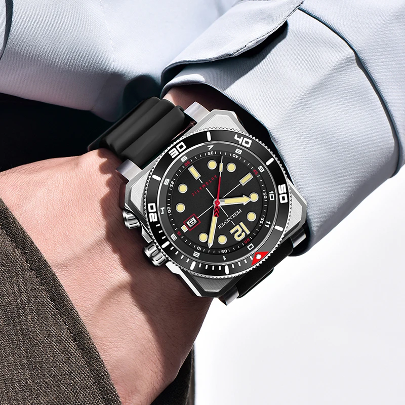 FEELNEVER New Imported Movement Sapphire Diver Watch Men Casual Luminous Automatic Mechanical Wristwatches For Men Montre Homme