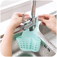 Home Storage Drain Basket Kitchen Sink Holder Adjustable Soap Sponge Shlf Hanging Drain Basket Bag Kitchen Accessories 4
