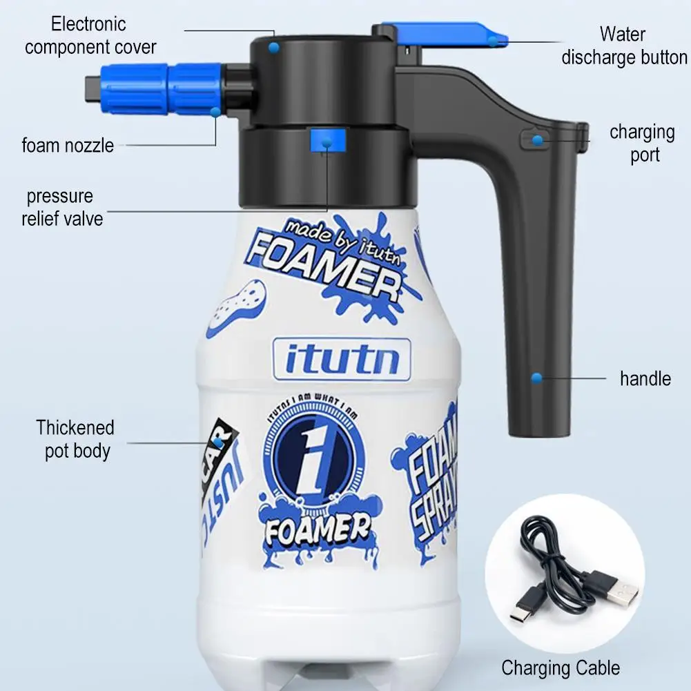 Electric Foam Sprayer 1.5L Foam Generator For Car Wash 2600mAh Lithium Battery Foam Lance Endurance Car Wash Towel Foam Wash 6