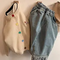 Printemps automne bébé garçon large jean coréen décontracté dessin animé vêtements d'extérieur enfants garçon Denim pantalon ample taille élastique enfant garçons pantalon 3