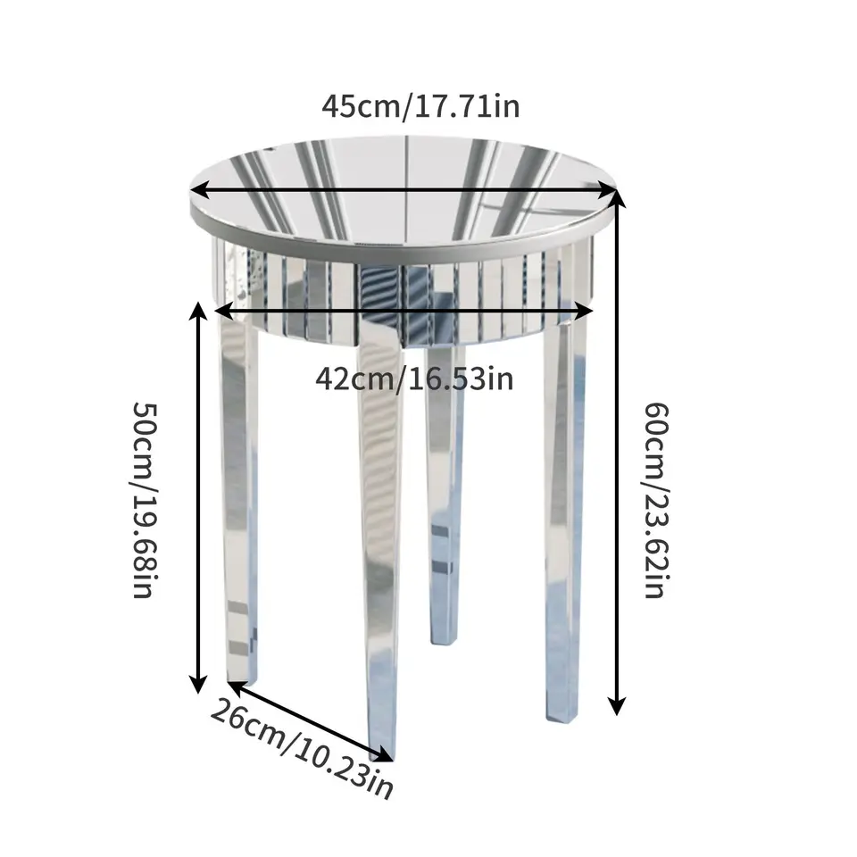Modern Mirrored Side Table with Geometric Legs