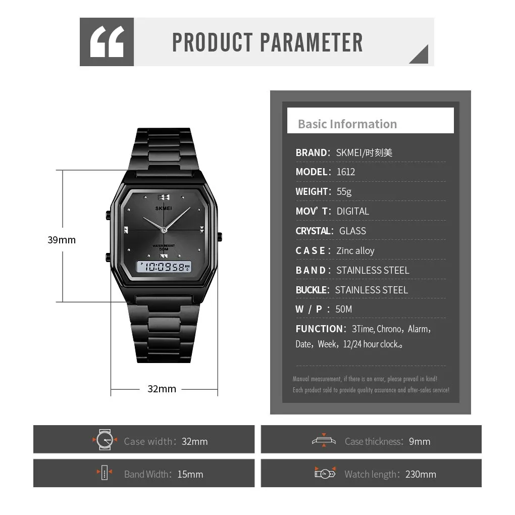 ساعات يد رقمية فاخرة من الفولاذ المقاوم للصدأ من S...