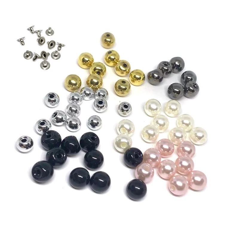50 Sets 6mm10mm Plastic Imitation Pearl Rivets Studs Round Rivet for