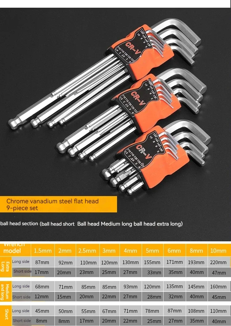9 Teile/los L-Typ Doppel-End-Schraubendreher Bit Inbusschlüssel Set Hand Werkzeuge Inbusschlüssel Hexagon Torx Stern Kopf schraubenschlüssel Sets – Detail 5