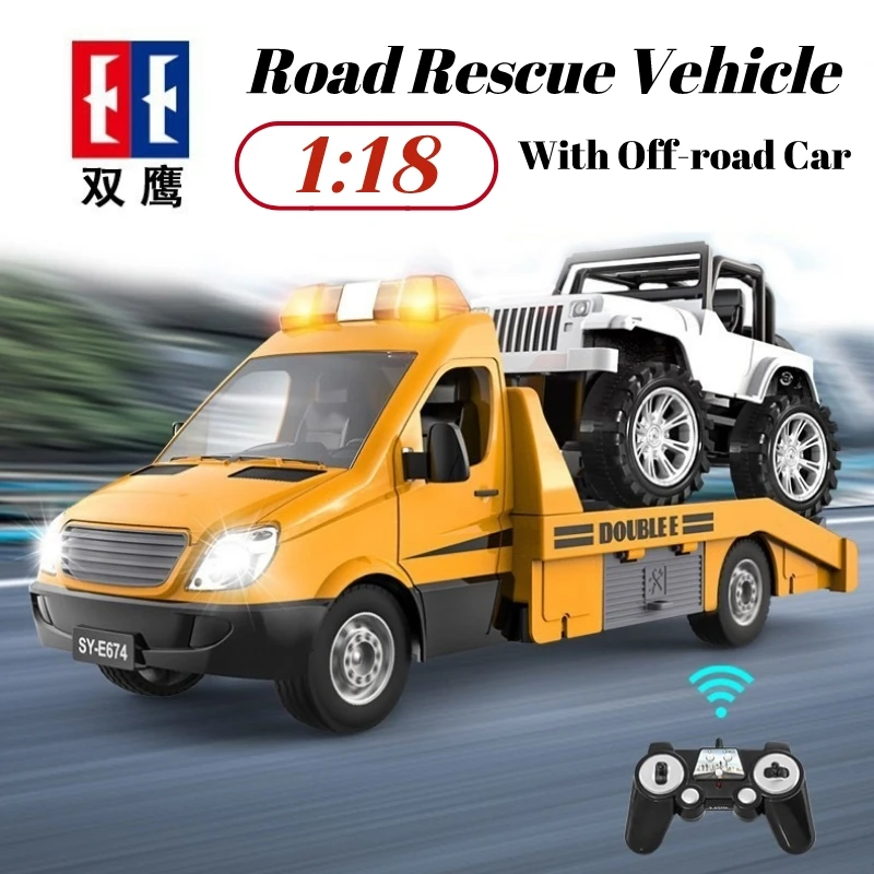 

Double E E674 Rc Truck 1/18 Tractor Trailer Radio Control Cars Trucks Traffic Police Road Wrecker Construction Vehicle Boys Toy