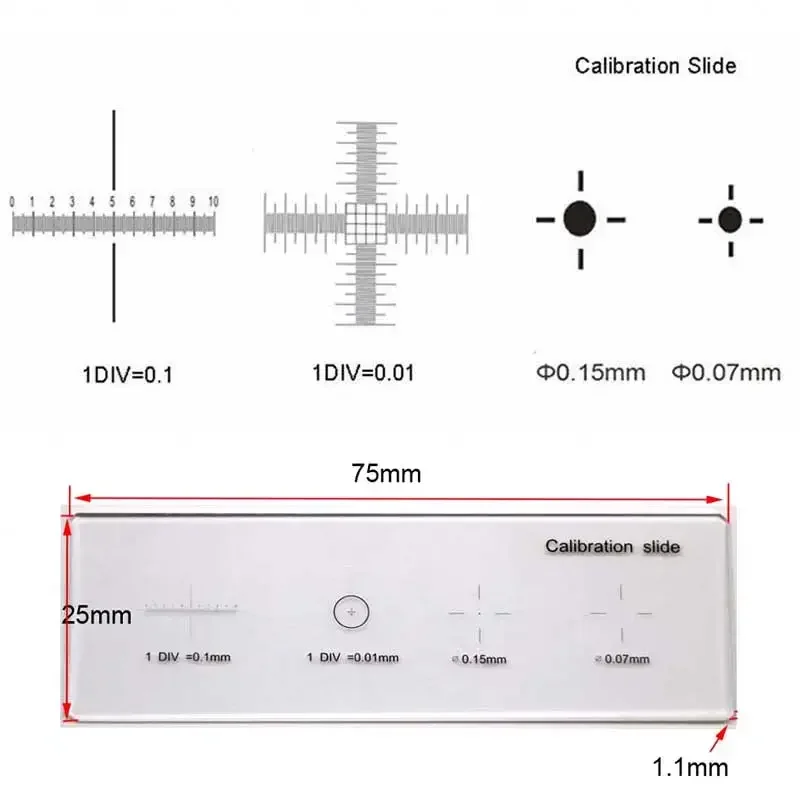 Di Alta Precisione Palco Microscopio Vetro Calibrazione Vetrino Con 0.01 Millimetri Microscopio Micrometrico Con 4 Reticolo