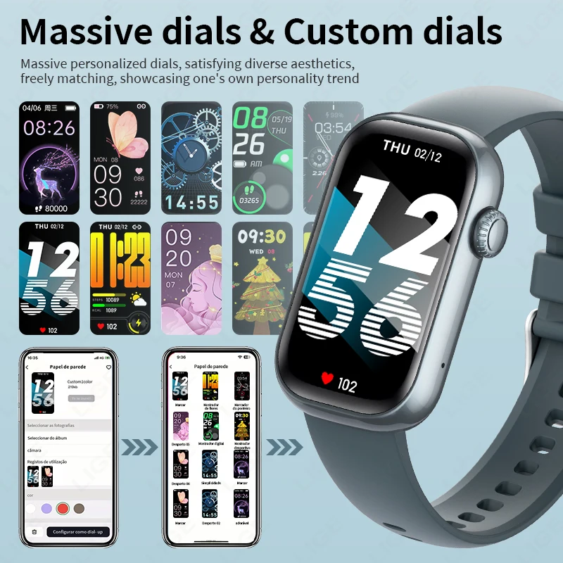 For Android IOS Smart Bracelet Women Smartwatch Men Heart Rate Blood Oxygen Waterproof Sport Smart Band Watch For Ladies 2026