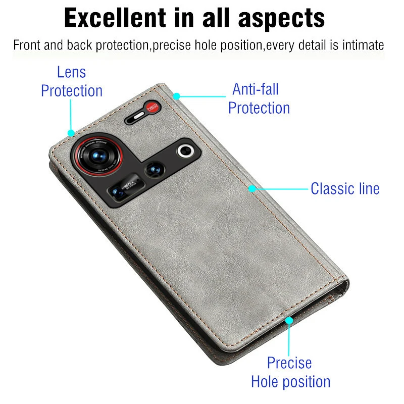 Leather Flip Case for Nubia Z70S Ultra - Sleek Protective Cover with Book-Style Design