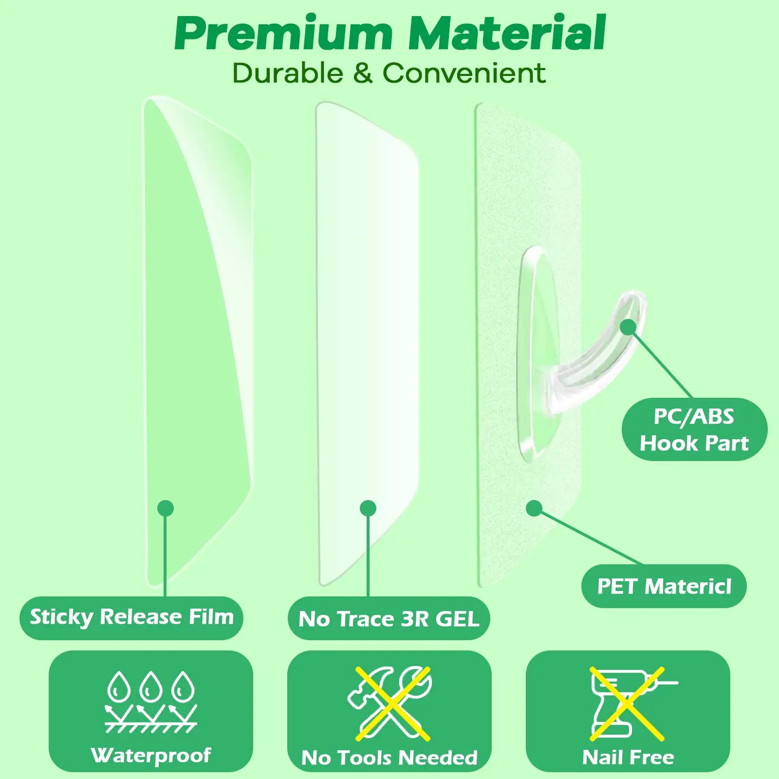 Plastic Hook Transparent Drill-Free Wall