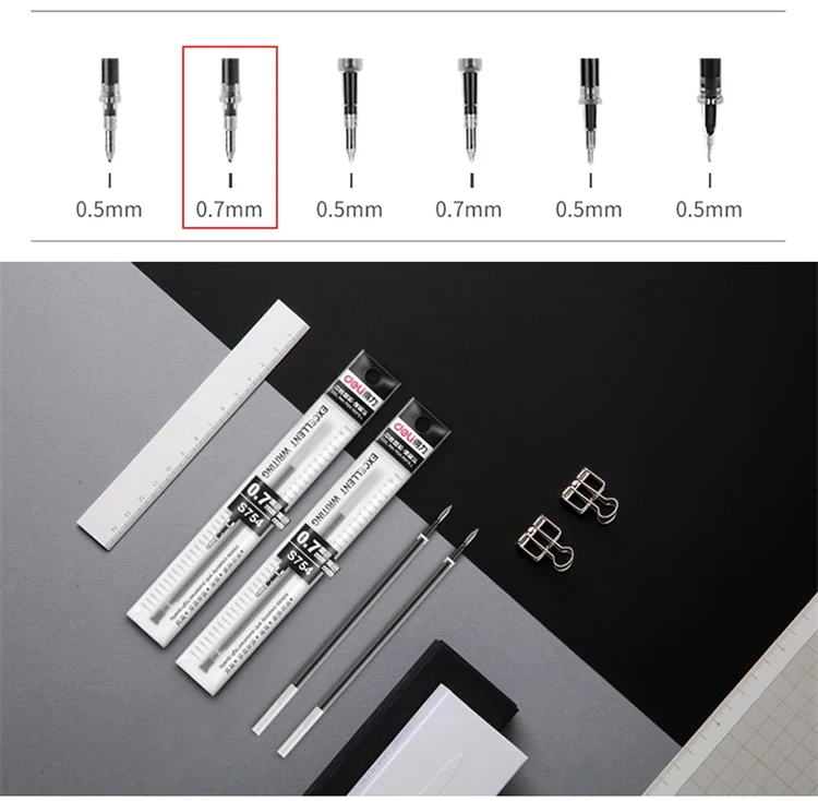 Deli 0,7mm Gel Pen Set versenkbare Presse Kugel Signatur Kugelschreiber schwarz für Schul büro schreiben Promotion Pen Station – Detail 4