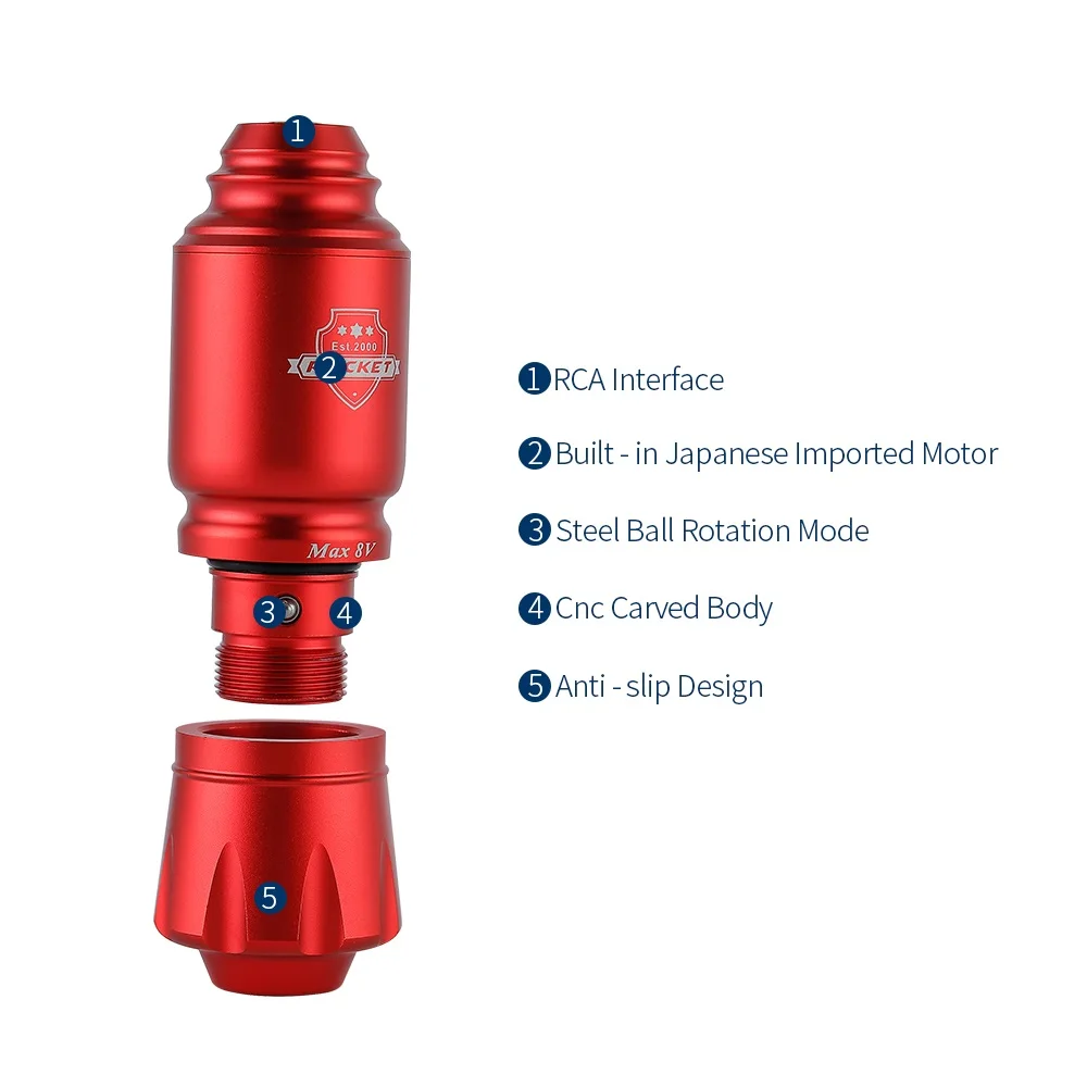 9000RPM Mini Rocket Tattoo Pen RCA Connector Short Rotary Tattoo Pen Cartridge Machine Professional Body Tattoo Permanent Makeup