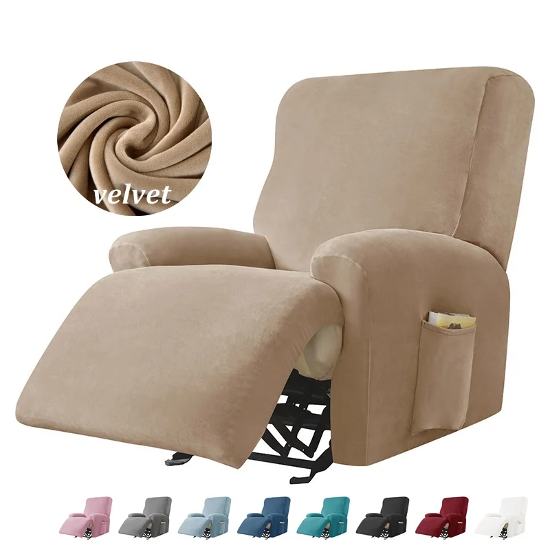 123SeaterVelvetElasticReclinerSofaCoverSplitDesignRelax