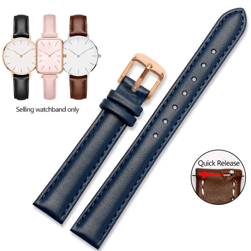 Elegant Quick Release Leather Watch Strap – Soft Cowhide Bracelet