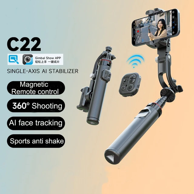 ESTABILIZADOR GIMBAL 360º PORTÁTIL C/ RASTREAMENTO FACIAL