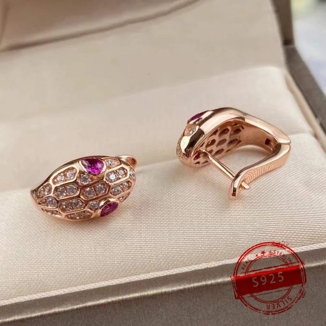 

2024 Best-selling Brand BV S925 Sterling Silver Snakehead Diamond Earrings Ladies Fashion Trend Jewelry Birthday Party Gift