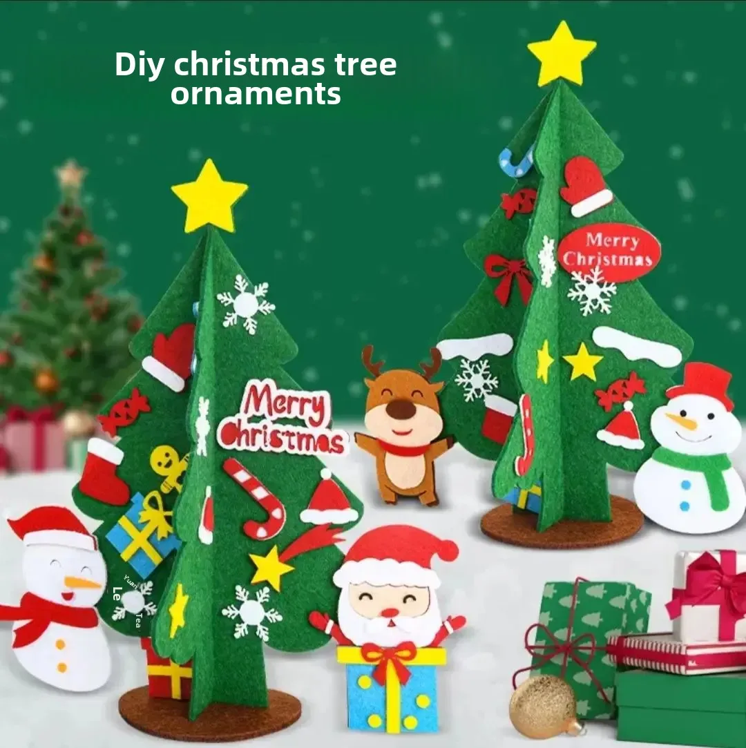 Christmas DIY Handmade Craft Kit Christmas Tree Decoration Creative 3D Sticker Adhesive Paste Toys for Kindergarten Gift