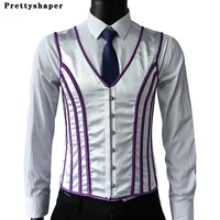 Men High End Corset Vest Tight Fitting Slimm Waist Vintage Hand Made Waistcoat Lace Up Boned Shaping Tops Outfit Vest For Shirts 2
