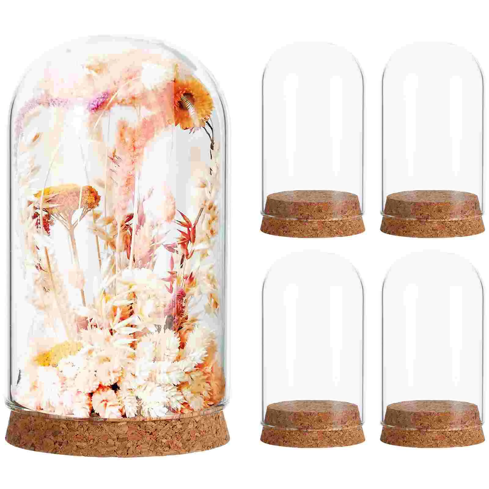 nbeads Glass Display Cloche Dome Decorative Glass Dome Cover Clear Bubble Glass Display Case with White Wooden Base for Collectible Pieces Rose Office Home Table Decoration 15x25.5cm