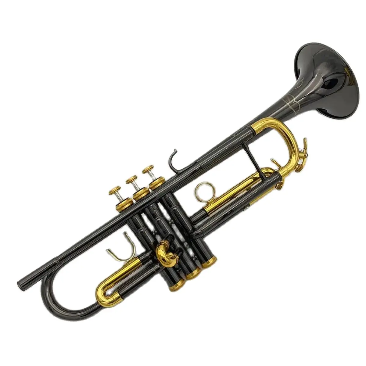 

Japanese brand high quality black trumpet carved brass black nickel gold three tone professional trumpet instrument horn