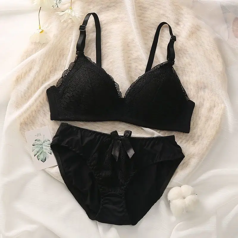 bralette sets High Quality Brand Romantic Temptation Bra Set Women Lace Seamless Underwear Set Hot Sale Push Up Lingerie Female Sets 70-85A/B plus size bra and panty sets