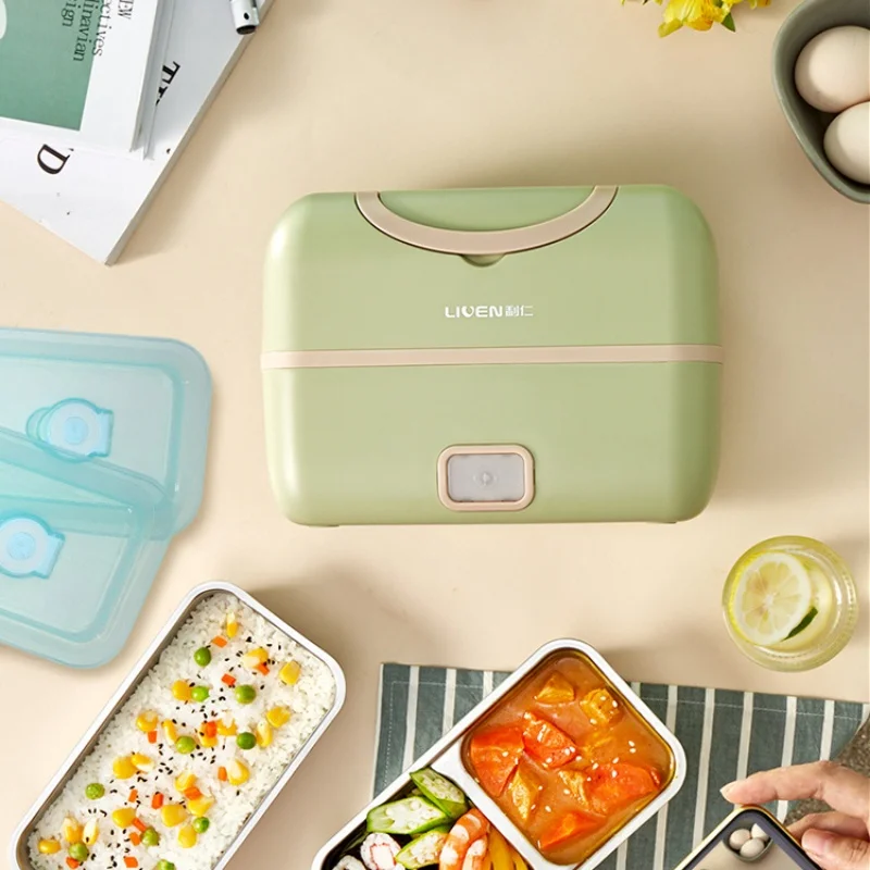 Multi Rice Cooker Electric Heating Lunch Box Portable Cooking Pot Stainless Steel Inner For Travel With Tableware