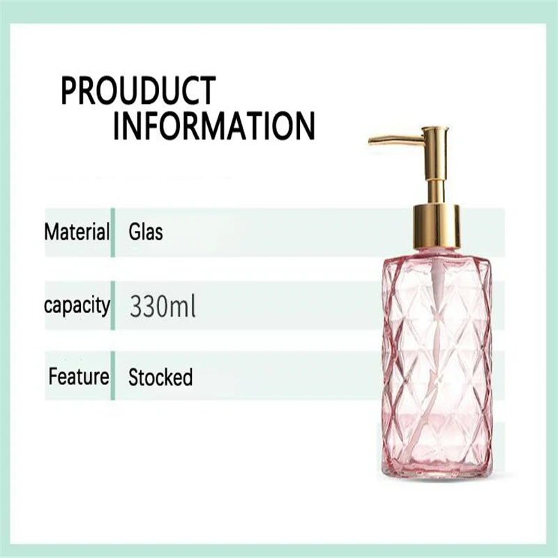 330ml Manual Soap Dispenser Transparent Glass Hand Sanitizer Bottle Container Vacuum Bottle Bathroom Flower Shape Dispenser Set soap dispenser,hand sanitizer dispenser,refillable bottle,shampoo dispenser,soap dispenser bottle,foaming soap dispenser,refillable plastic bottles,foam pump bottle