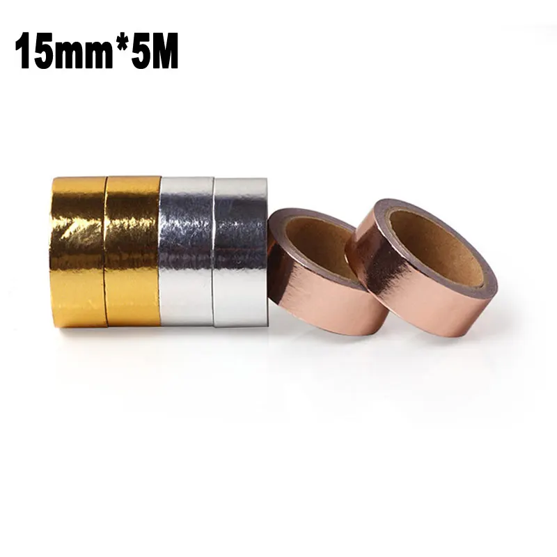 

1Pcs 3Pcs Roll 15mm*5M Hot Stamping Art Masking Golden Silver Washi Tape DIY Scrapbook Diary Paper Decoration Adhesive Sticker