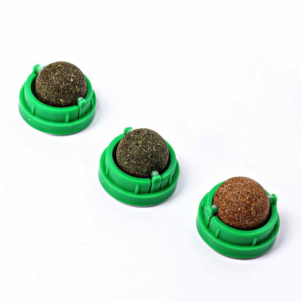 

3Pcs Cat Catnip Toys Rotatable Cats Wall Catnip Ball Self-Adhensive Kitten Chew Toys Teeth Cleaning Catmint Toy for Cat Kitten