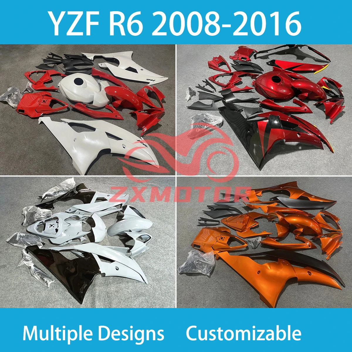 

Комплект обтекателей кузова для YAMAHA YZF R6 08 09 10 11 12 13 14 15 16 Мотоциклетные аксессуары индивидуальные Обтекатели YZFR6 2008-2016