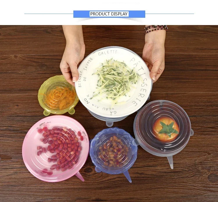 Description Picture 6 of itemFresh-keeping Kitchen Accessory Elastic Cover Organize Kitchen Storage Organization Lid Package Reused Silicone Covers Utensils