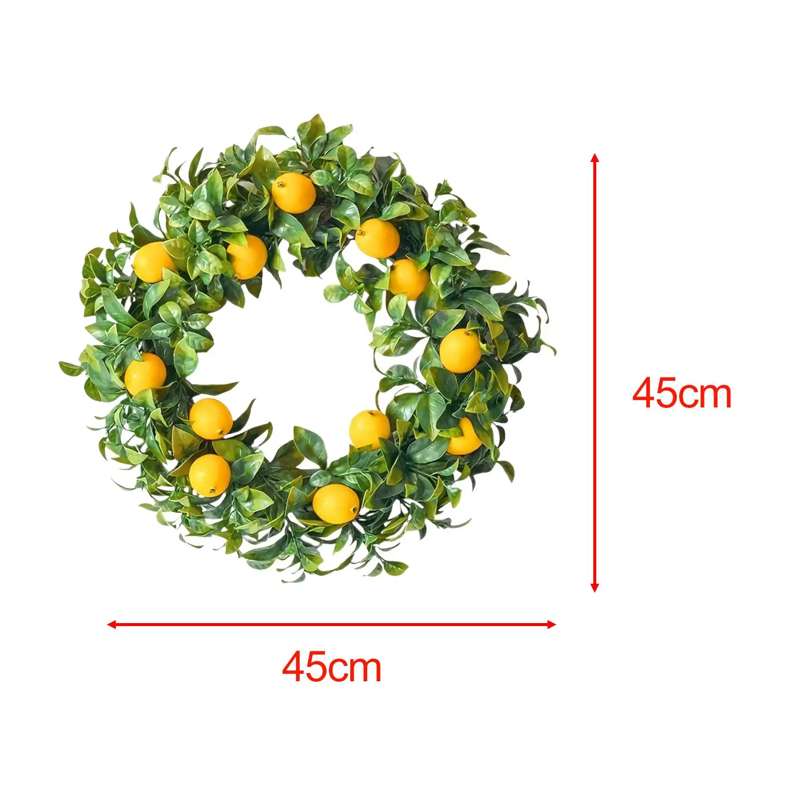  Artificial Wreath Realistic Round 45cm Wall Hanging Ornament Spring Wreath Garland for Fence Window Celebration Wall Porch