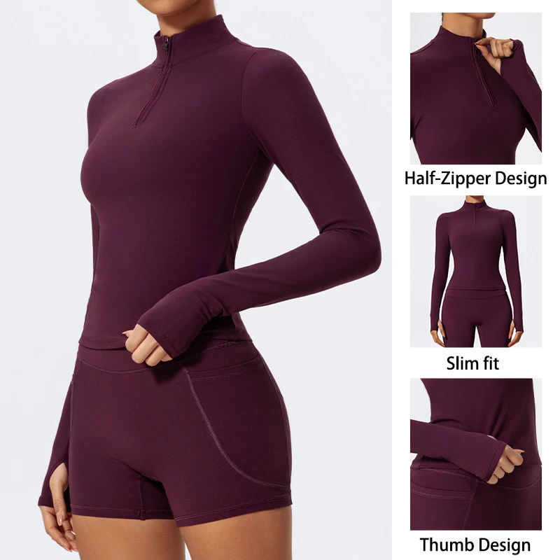 Ctenkevet Sports Half-Zip Top Women Yoga Wear Gym Training Suit Female Fitness Fall And Winter Sportwear Sport Outfit Woman