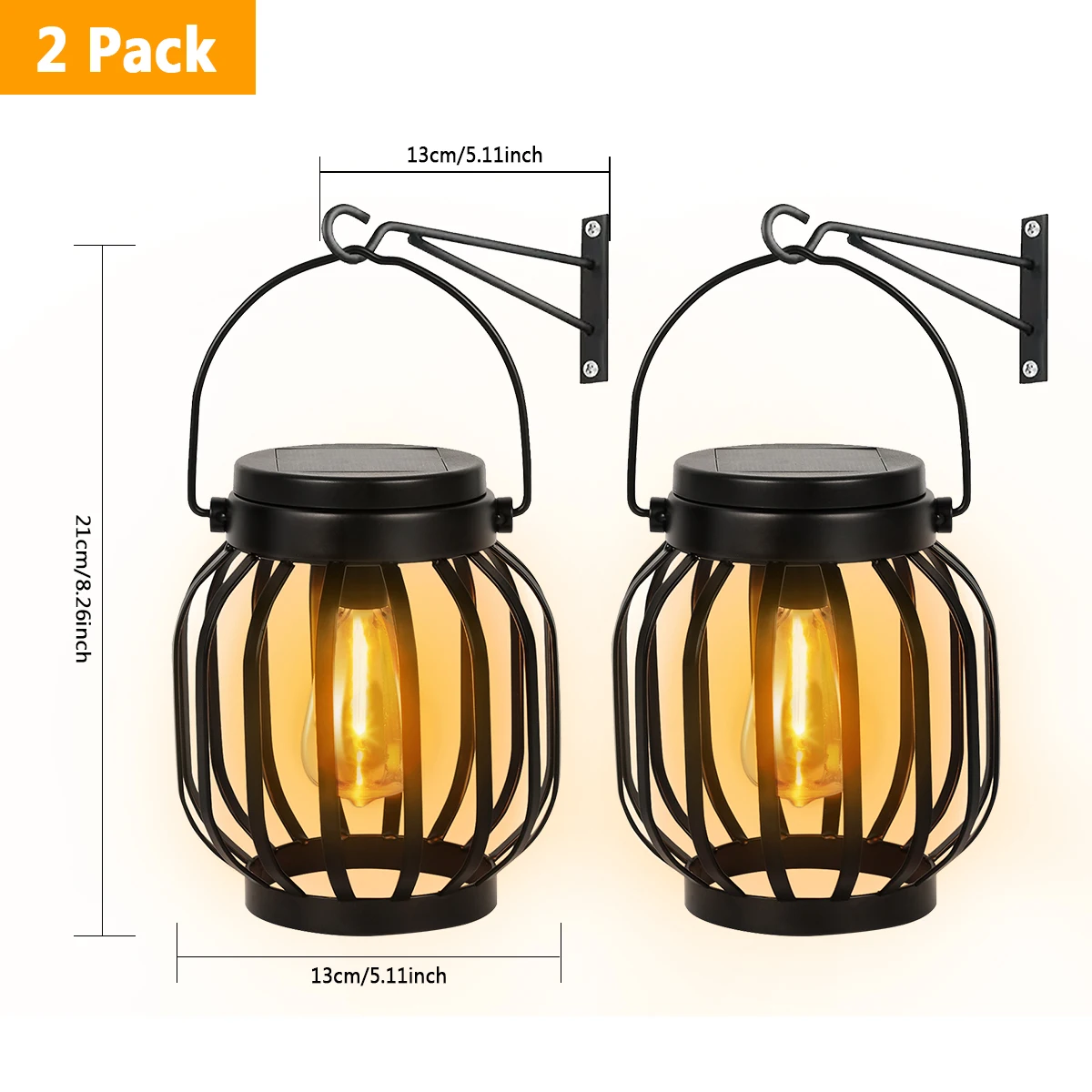 Lanterna Solare Da Esterno Appesa - Lampada Da Giardino In Metallo Con Effetto Vintage, Impermeabile IP44, Con Luci Edison - Foto 10