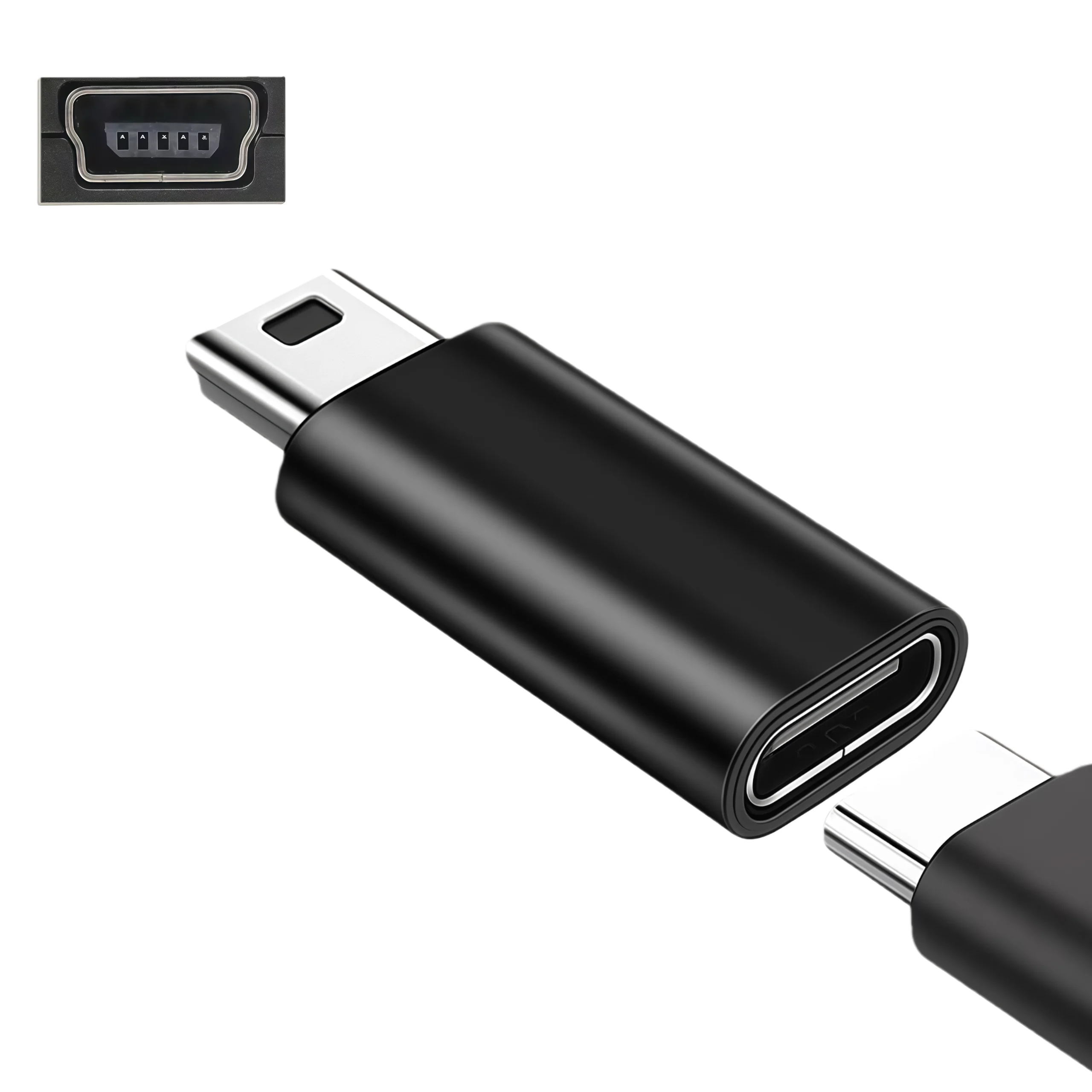 Compact USB-C to Mini USB Adapter - High-Speed 480Mbps Data Transfer & Charging Converter