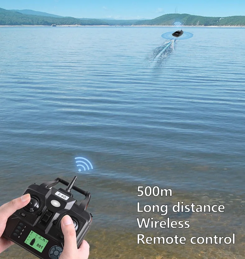 LCD Display 500m Remote Controlled 12000mAh Battery Intelligent Fishing Bait Boat With GPS Positioning