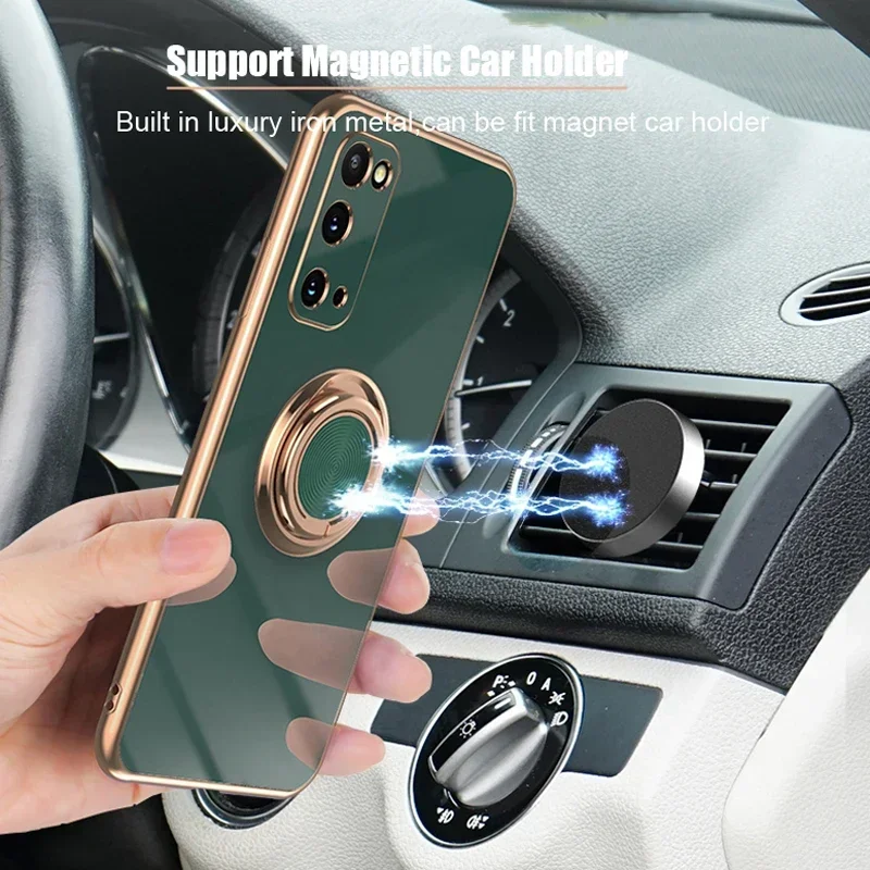 Luxury Plating Silicone Case with Ring Holder - Premium Protection and Style