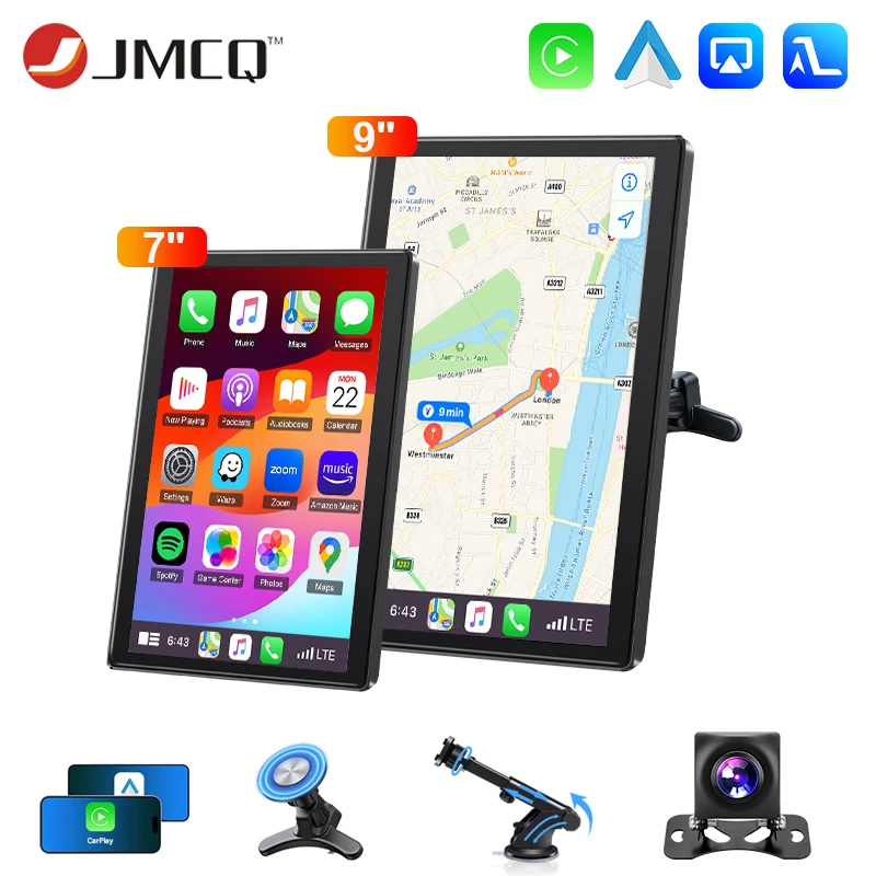 JMCQ 9 "pantalla Vertical Radio de coche reproductor de vídeo Multimedia inalámbrico Carplay Android Auto soporte magnético monitores de coche cámara GPS 1