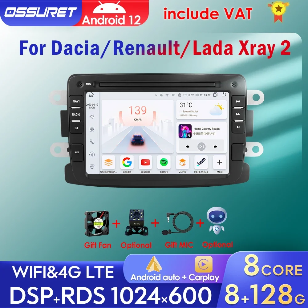 Android 12 Car radio for Dacia Sandero Duster Renault Captur Lada