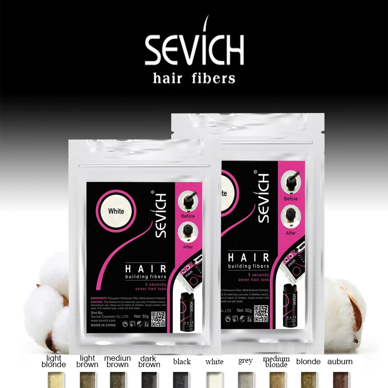 Sevich 10 Colors Hair Fiber 50g Hair Building Fiber Powder Keratin Instant Hair Growth Fiber Refill Hair Loss Hair Care Product 1