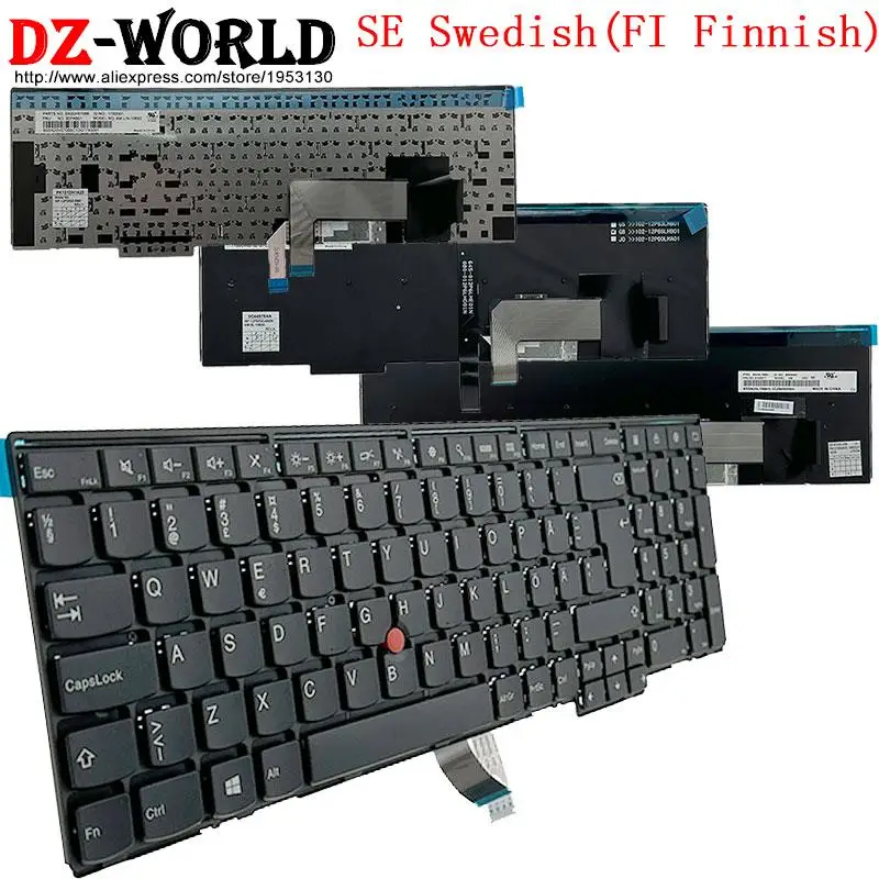 Finlandês Sueco Teclado para Lenovo Thinkpad P50s T560 W540 T540p W541 T550 W550s L540 L560 L570 E531 E540 04y2413 00pa601 se fi