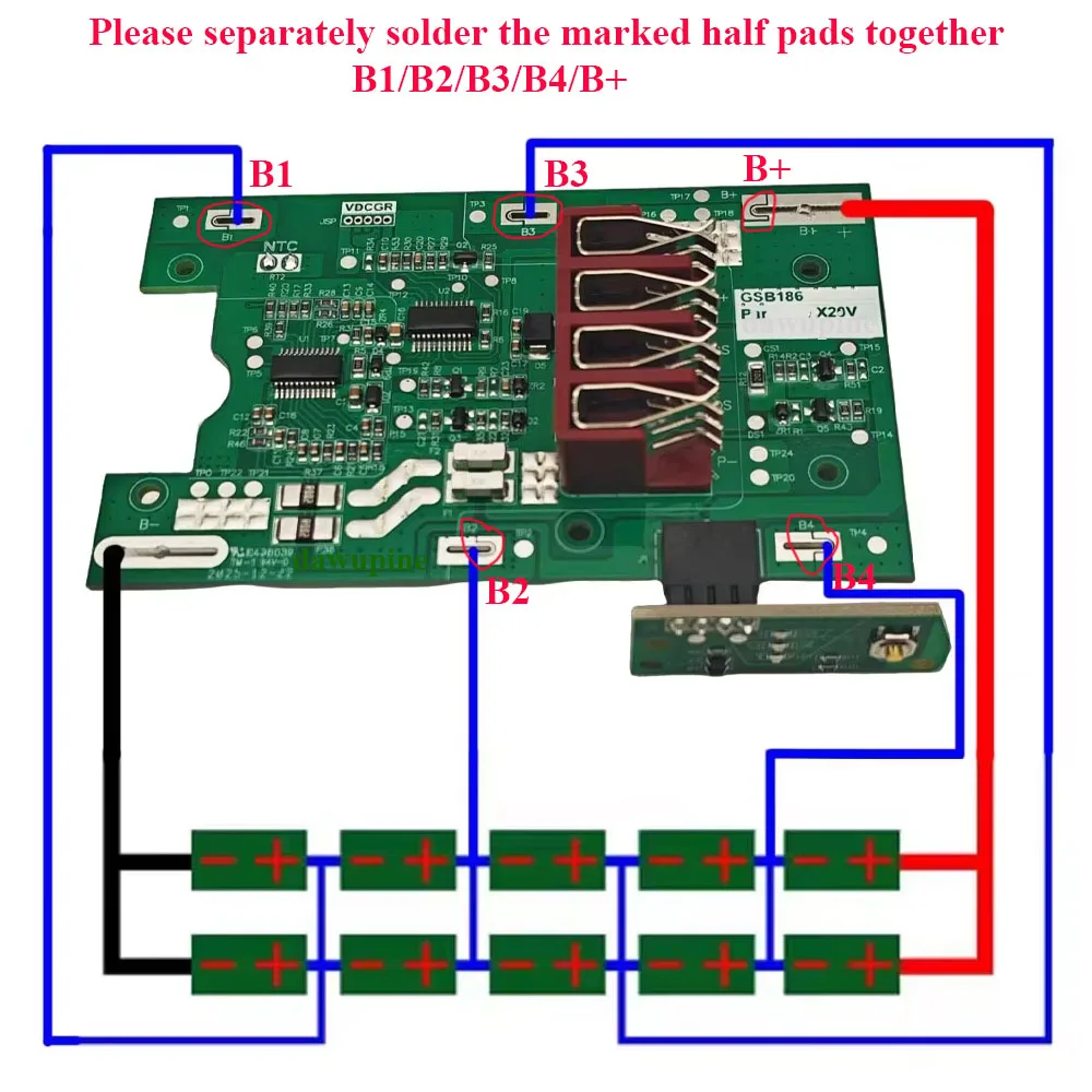 ParkSide 10X18650 리튬 이온 배터리 케이스 BMS 밸런스 충전 보호 회로 기판 PCB X20V 쉘 박스 하우징용